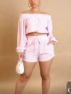 Pink & White Shorts Set