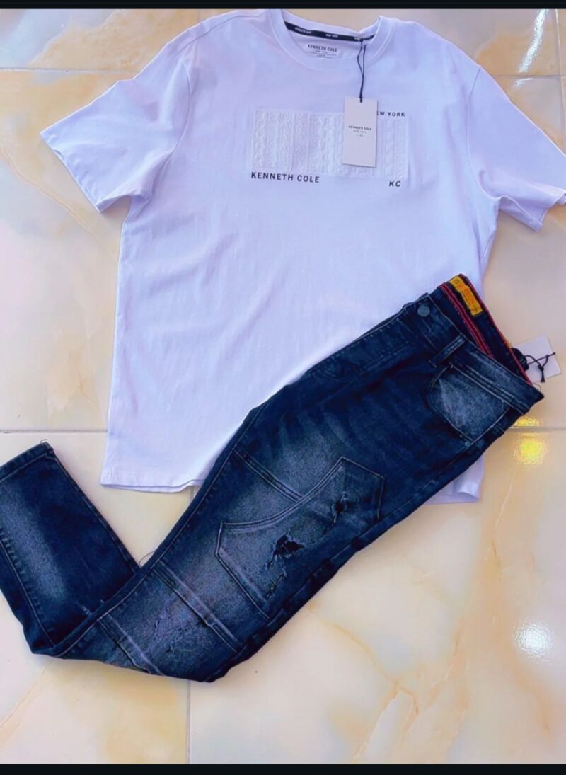 White Kenneth Cole T-shirt With Jeans